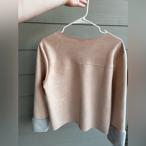 ZARA NEW Synthetic Leather Sweater, Soft Pink - Picture 4 of 5